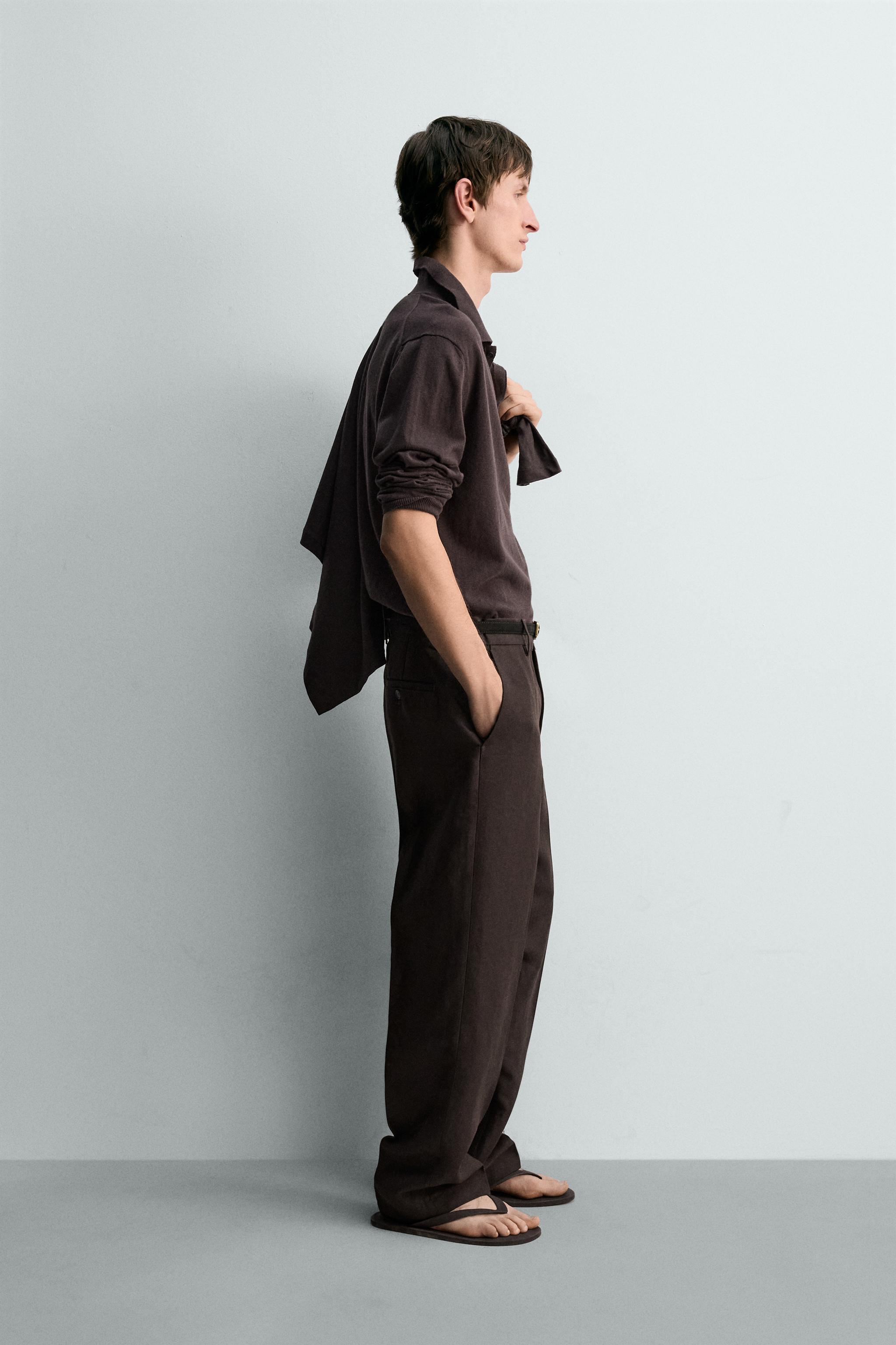 COTTON LINEN BLEND KNIT POLO SHIRT